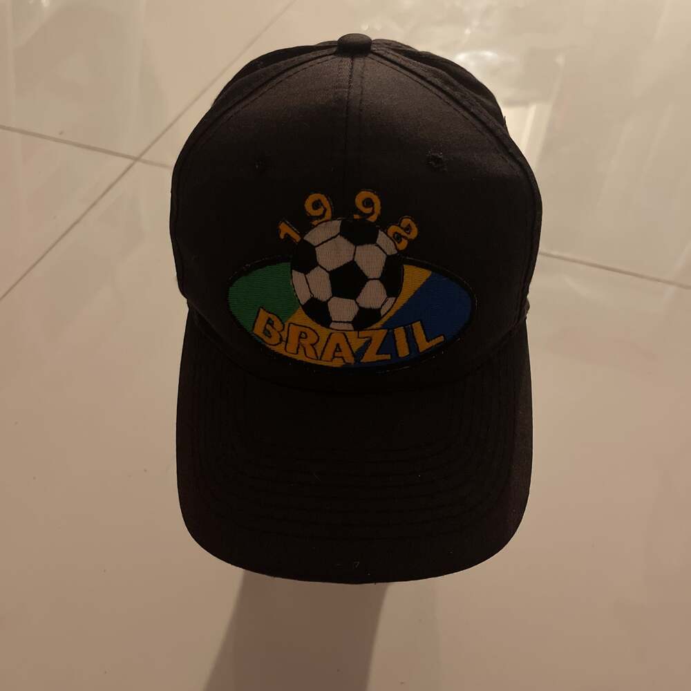 Vintage 1998 Brazil World Cup Soccer Embroidered Black Baseball Cap Hat